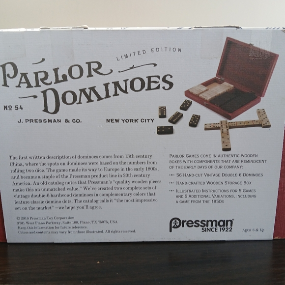 Parlor Dominoes is a faithful reproduction of one of their original sets. New - Picture 3 of 7